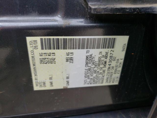 1N4AL21E39N430872 - 2009 NISSAN ALTIMA 2.5 GRAY photo 12