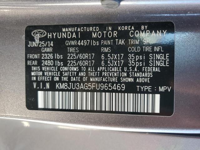 KM8JU3AG5FU965469 - 2015 HYUNDAI TUCSON LIMITED GRAY photo 12