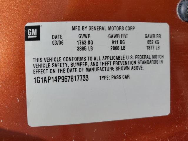 1G1AP14P967817733 - 2006 CHEVROLET COBALT SS SUPERCHARGED ORANGE photo 12