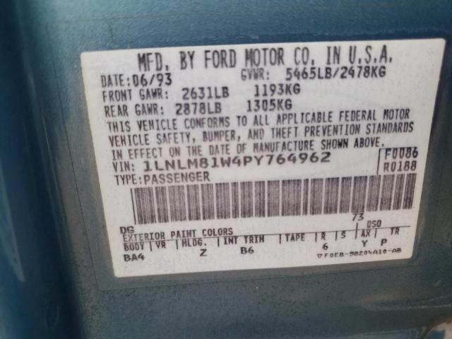 1LNLM81W4PY764962 - 1993 LINCOLN TOWN CAR EXECUTIVE BLUE photo 12