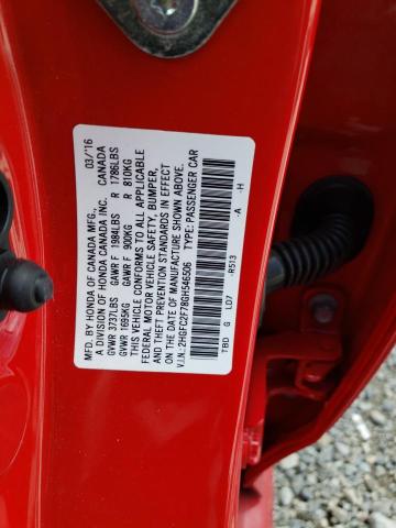 2HGFC2F78GH546506 - 2016 HONDA CIVIC EX RED photo 12