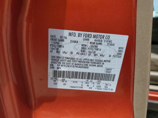 1FMYU93157KA65565 - 2007 FORD ESCAPE XLT ORANGE photo 13