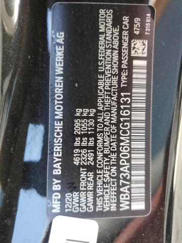 WBA73AP06MCG16131 - 2021 BMW 430XI BLACK photo 12