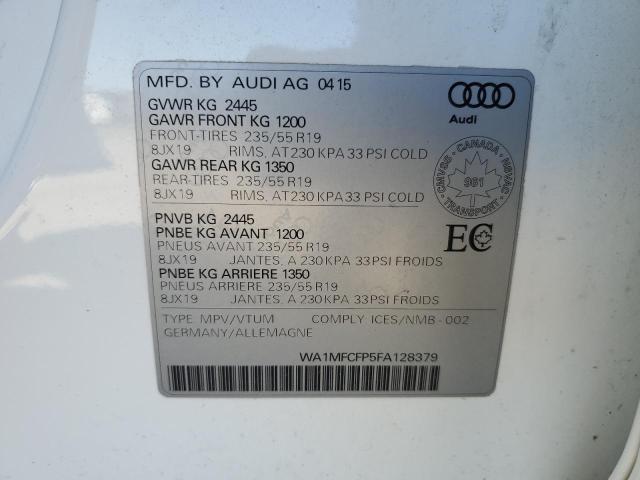 WA1MFCFP5FA128379 - 2015 AUDI Q5 PROGRESSIV WHITE photo 13