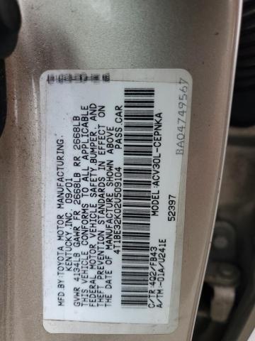 4T1BE32K02U509104 - 2002 TOYOTA CAMRY LE GOLD photo 12