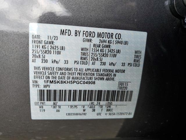 1FMSK8KH5PGC04908 - 2023 FORD EXPLORER ST-LINE GRAY photo 14