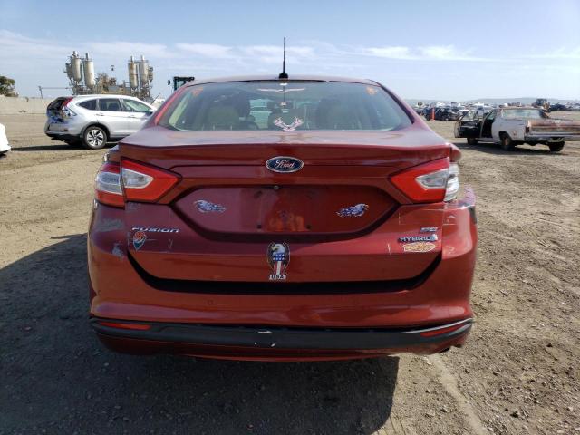 3FA6P0LU1ER158378 - 2014 FORD FUSION SE HYBRID RED photo 6