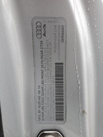 WAUVGAFH5BN000566 - 2011 AUDI S5 PRESTIGE GRAY photo 12