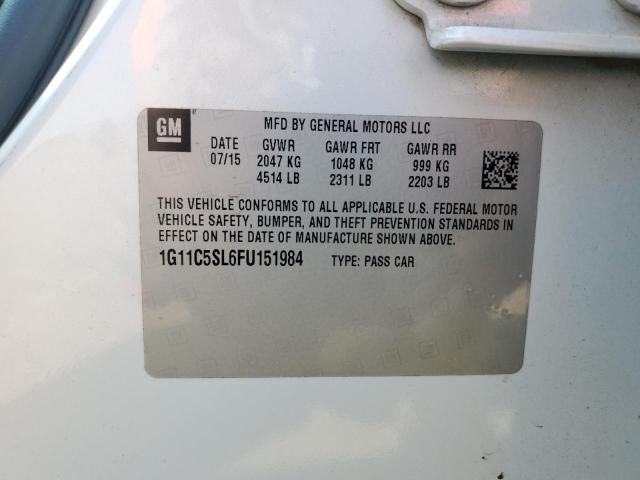 1G11C5SL6FU151984 - 2015 CHEVROLET MALIBU 1LT თეთრი ფოტო 12