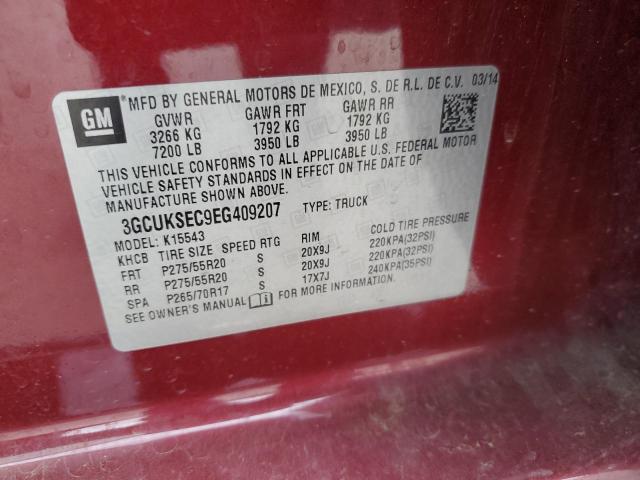 3GCUKSEC9EG409207 - 2014 CHEVROLET SILVERADO K1500 LTZ RED photo 12