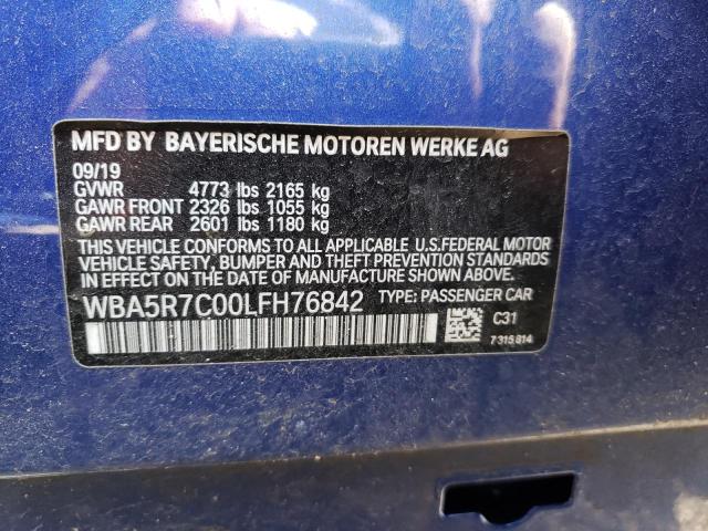 WBA5R7C00LFH76842 - 2020 BMW 330XI BLUE photo 12