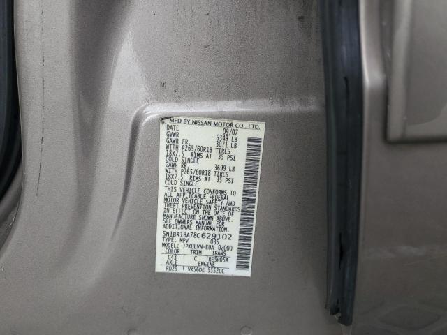 5N1BR18A78C629102 - 2008 NISSAN PATHFINDER LE ბეჟი ფოტო 13