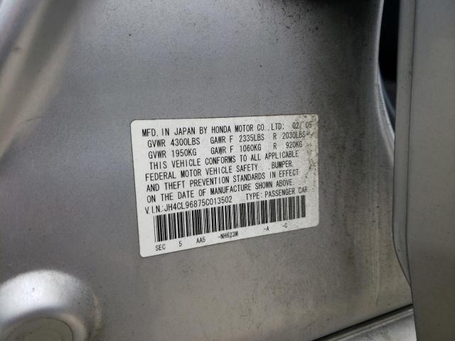 JH4CL96875C013502 - 2005 ACURA TSX SILVER photo 12