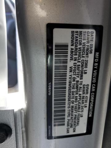 YV1SW592562587215 - 2006 VOLVO V70 2.5T SILVER photo 12