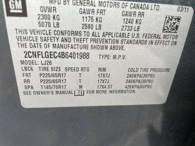 2CNFLGEC4B6401988 - 2011 CHEVROLET EQUINOX LTZ GRAY photo 10