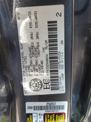 5TFNC5DB3NX008341 - 2022 TOYOTA TUNDRA CREWMAX PLATINUM 灰色 照片 12