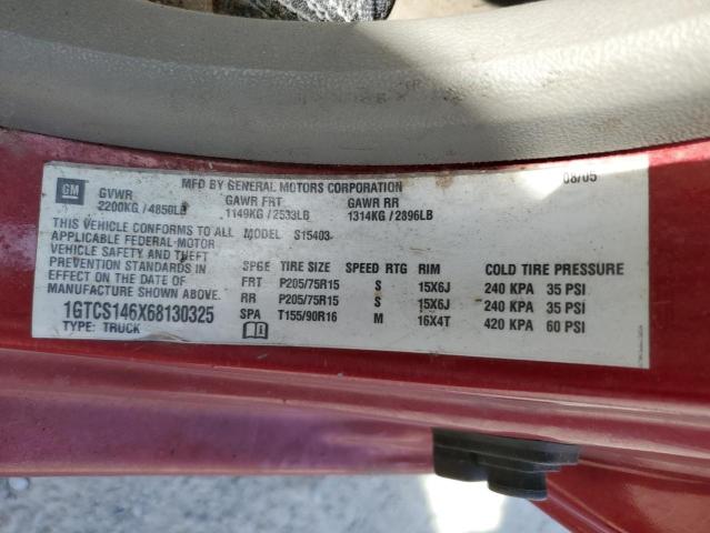 1GTCS146X68130325 - 2006 GMC CANYON RED photo 12
