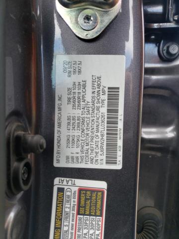 5J6RW2H87LL036261 - 2020 HONDA CR-V EXL GRAY photo 13