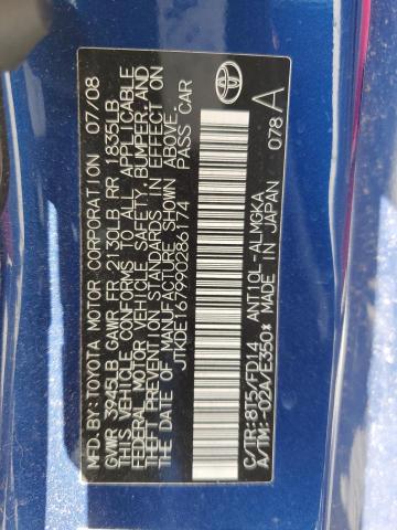 JTKDE167990286174 - 2009 TOYOTA SCION TC ლურჯი ფოტო 12