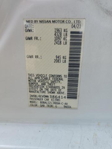 1N4BL4EV0MN386414 - 2021 NISSAN ALTIMA SL WHITE photo 13