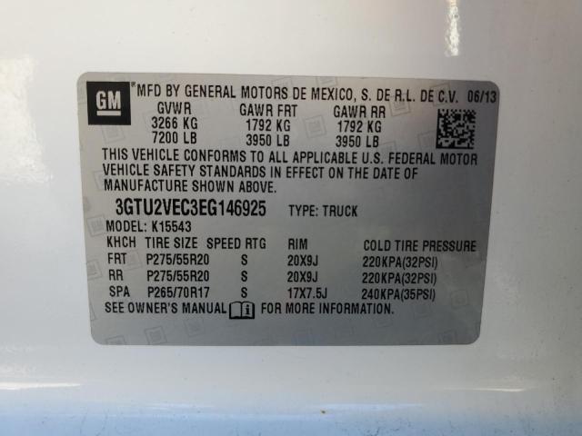 3GTU2VEC3EG146925 - 2014 GMC SIERRA K1500 SLT WHITE photo 12