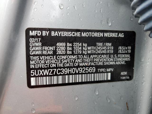 5UXWZ7C39H0V92569 - 2017 BMW X3 SDRIVE28I SILVER photo 14