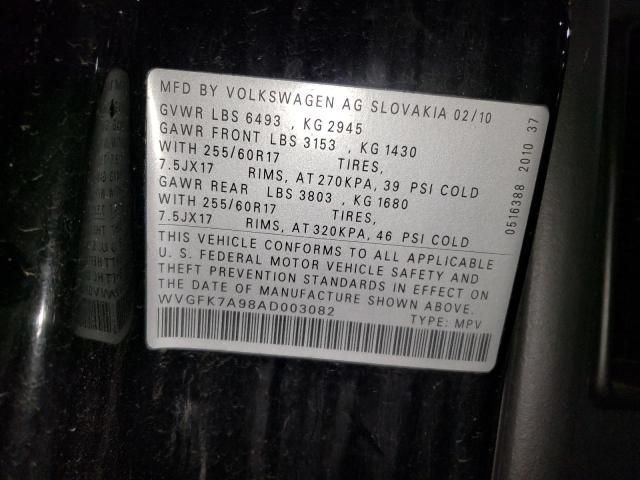 WVGFK7A98AD003082 - 2010 VOLKSWAGEN TOUAREG TDI BLACK photo 13