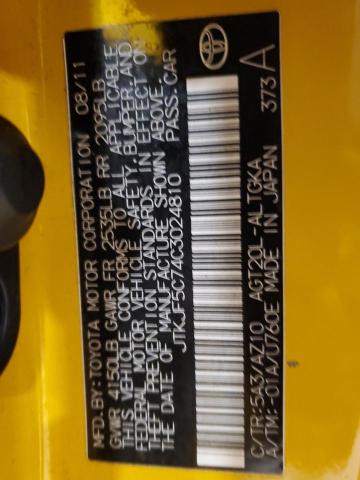 JTKJF5C74C3024810 - 2012 TOYOTA SCION TC 黄色 照片 12