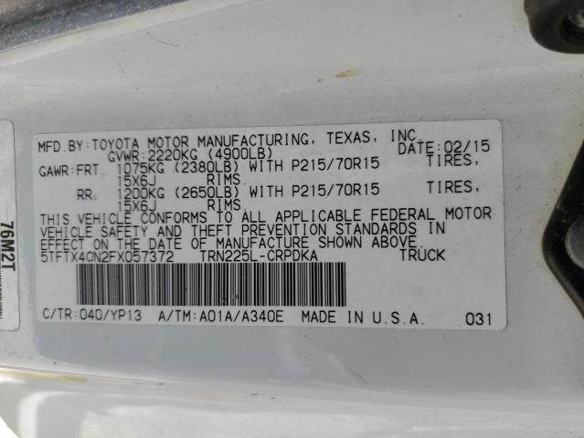 5TFTX4CN2FX057372 - 2015 TOYOTA TACOMA ACCESS CAB ყვითელი ფოტო 12