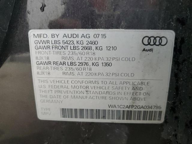 WA1C2AFP2GA034795 - 2016 AUDI Q5 PREMIUM CHARCOAL photo 14