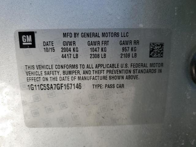 1G11C5SA7GF167146 - 2016 CHEVROLET MALIBU LIM LT 银色 照片 12