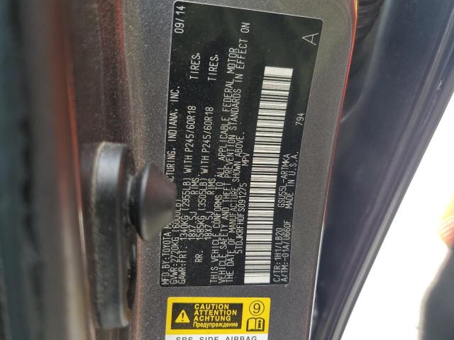 5TDJKRFH0FS091275 - 2015 TOYOTA HIGHLANDER XLE GRAY photo 13