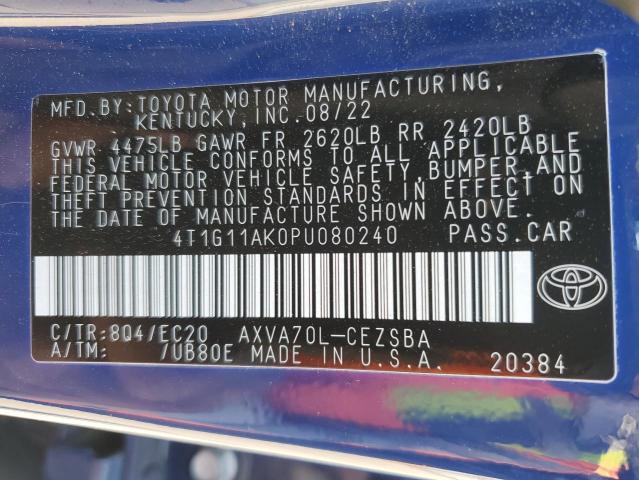 4T1G11AK0PU080240 - 2023 TOYOTA CAMRY SE NIGHT SHADE BLUE photo 12