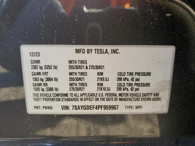 7SAYGDEF4PF959967 - 2023 TESLA MODEL Y Сірий фото 13