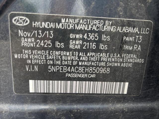 5NPEB4AC8EH850968 - 2014 HYUNDAI SONATA GLS BLUE photo 10