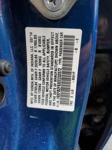 19XFB2F83EE232572 - 2014 HONDA CIVIC EX BLUE photo 13