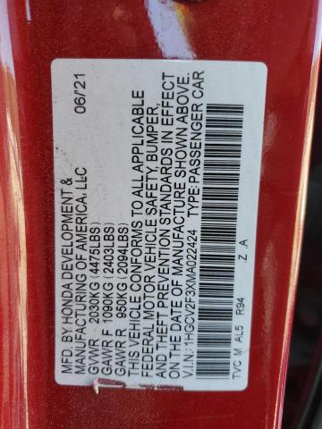 1HGCV2F3XMA022424 - 2021 HONDA ACCORD SPORT RED photo 13