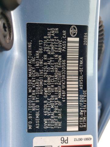 4T4BF1FK7DR320566 - 2013 TOYOTA CAMRY L BLUE photo 13