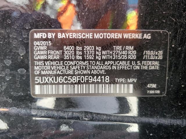 5UXKU6C58F0F94418 - 2015 BMW X6 XDRIVE50I BLACK photo 12