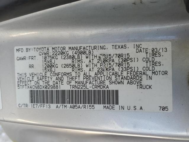 5TFTX4CN8DX029881 - 2013 TOYOTA TACOMA ACCESS CAB ყვითელი ფოტო 12