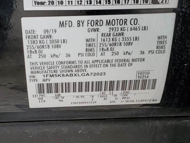 1FM5K8ABXLGA72023 - 2020 FORD EXPLORER POLICE INTERCEPTOR 黑色 照片 12