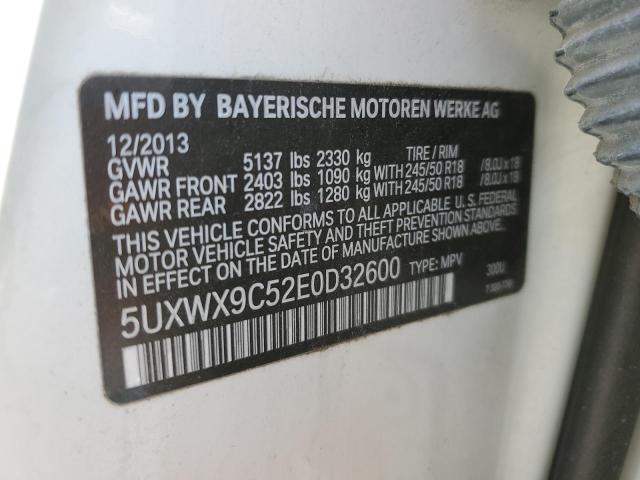 5UXWX9C52E0D32600 - 2014 BMW X3 XDRIVE28I WHITE photo 13