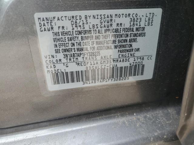 3N1AB7AP1FY328225 - 2015 NISSAN SENTRA S GRAY photo 12