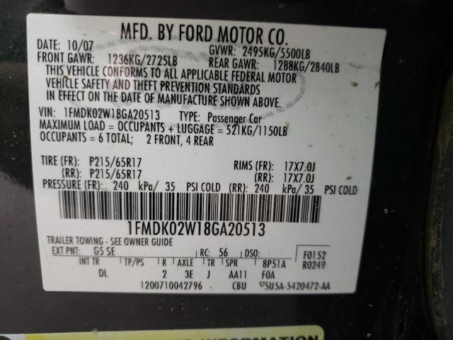 1FMDK02W18GA20513 - 2008 FORD TAURUS X SEL CHARCOAL photo 13