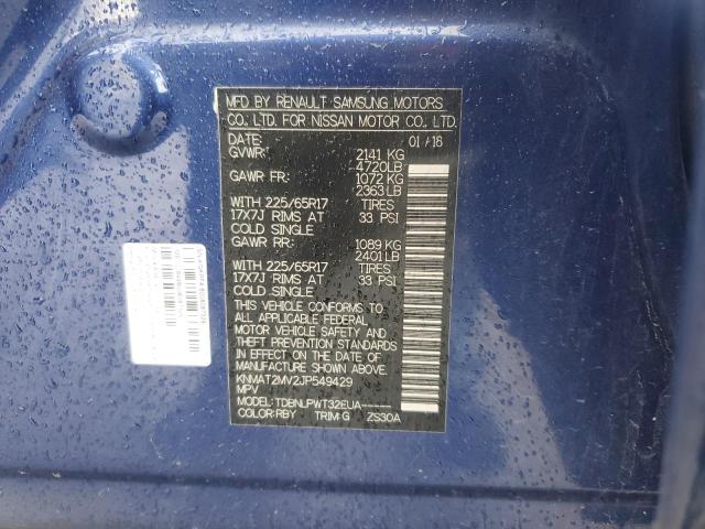 KNMAT2MV2JP549429 - 2018 NISSAN ROGUE S ლურჯი ფოტო 13