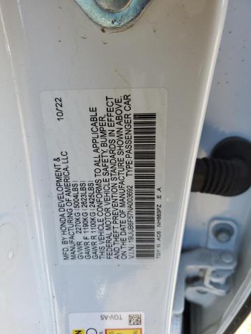 19UUB6F57NA003692 - 2022 ACURA TLX TECH A WHITE photo 13