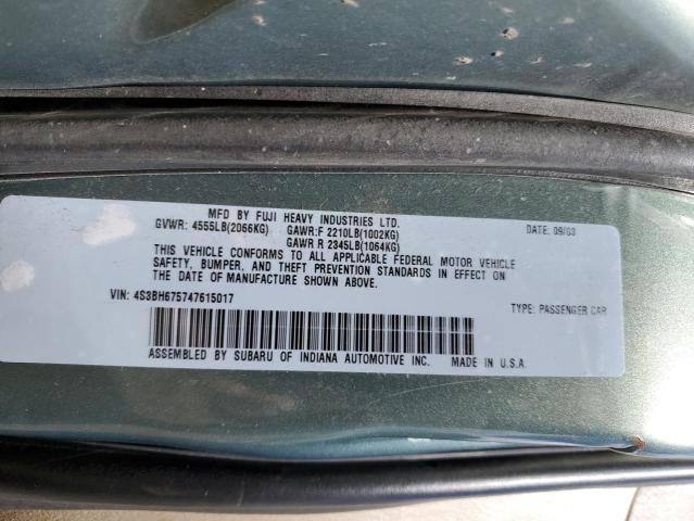 4S3BH675747615017 - 2004 SUBARU LEGACY OUTBACK AWP 绿色 照片 12