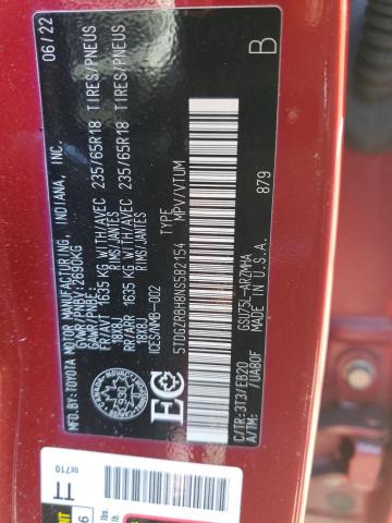 5TDGZRBH8NS582154 - 2022 TOYOTA HIGHLANDER XLE 红色 照片 14