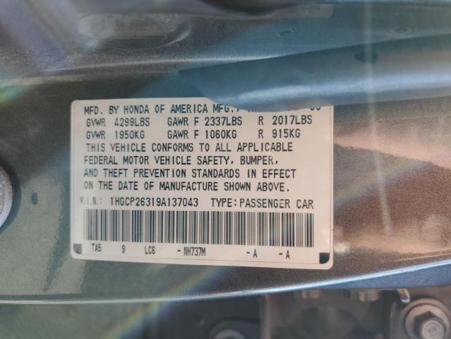 1HGCP26319A137043 - 2009 HONDA ACCORD LX CHARCOAL photo 12