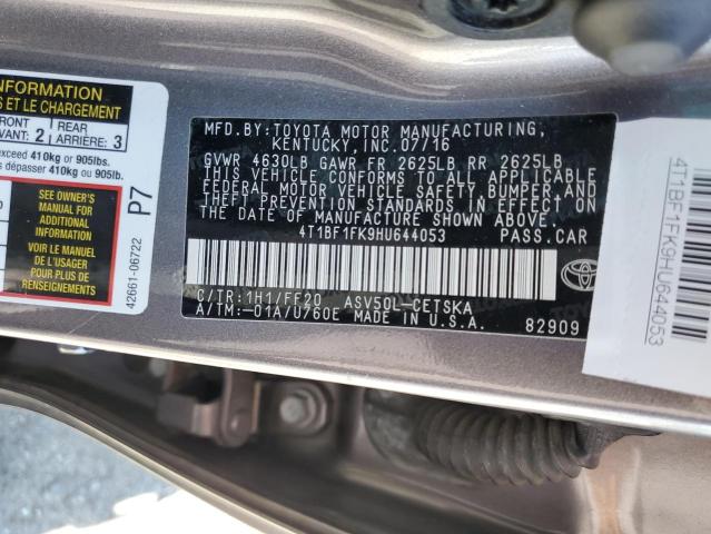 4T1BF1FK9HU644053 - 2017 TOYOTA CAMRY LE CHARCOAL photo 12